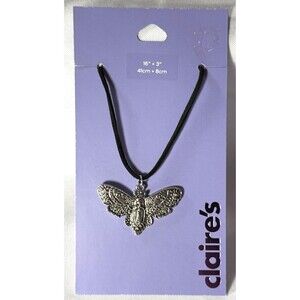 Claire's Silver-Tone Moth/Skull Corded Necklace NWT